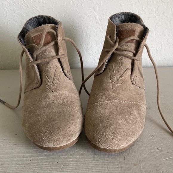 TOMS - Suede Wedge Heel Booties - Picture 3 of 10